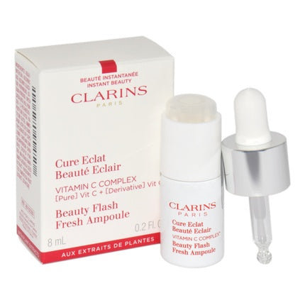 Clarins Beauty Flash Fresh Ampoule Brightening Skin Treatment with Vitamin C, 8ml | Radiance-Boosting Facial Serum
