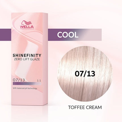 Wella Professionals Shinefinity Color Glaze 07/13 Toffee Cream Medium Blonde Ash Gold Demi-Permanent Hair Color, 60ml