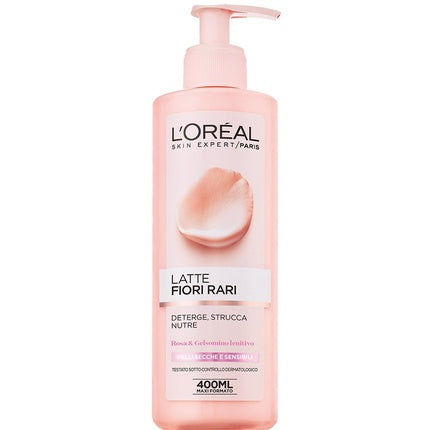 L'Oréal Paris Fiori Rari Nourishing Cleansing Milk Make-Up Remover, 400ml – Gentle Makeup Remover for Dry Skin
