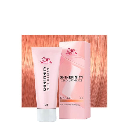 Wella Professionals Shinefinity Zero Lift Glaze 07/34 Paprika Spice Medium Golden Copper Blonde Demi-Permanent Hair Color, 60ml