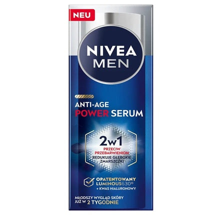 Nivea MEN Anti-Age Power Serum 2-in-1 Intensive Serum Against Imperfections, 30ml Anti-Ageing Face Serum with Hyaluronic Acid