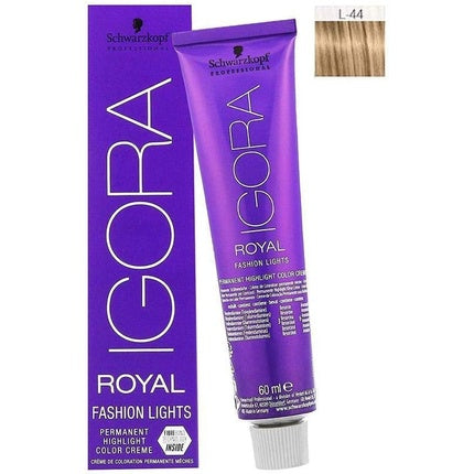 Schwarzkopf Professional IGORA Royal Fashion Lights L-44 Beige Permanent Highlight Hair Colour, 60ml