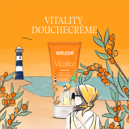 Vitality's Sea Buckthorn Shower Cream, 200ml Nourishing Body Cleanser