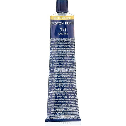 Wella Professionals Koleston Perfect Me+ KP Rich Naturals 7/1 Medium Ash Blonde Permanent Hair Color, 60ml