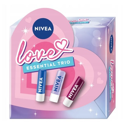 Nivea Love Essential Trio Lip Balms Original Care, Overnight Care & Blackberry Shine, 3 x 4.8g