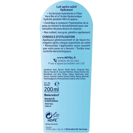 Nivea SUN Hydrating After Sun Lotion with Organic Aloe Vera, 200ml | Soothing & Moisturising After Sun Care