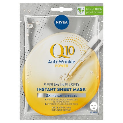 Nivea Q10 Power Firming Sheet Mask Anti-Wrinkle Hydrating Face Mask with Q10 & Hyaluronic Acid