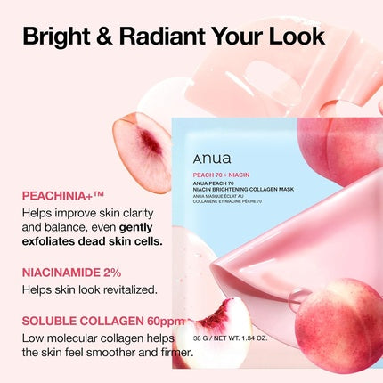 Anua Peach 70 Niacin Brightening Collagen Overnight Face Mask with Niacinamide