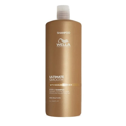 Wella Professionals Ultimate Smooth Shampoo, 1000ml for Dry, Dull & Frizzy Hair