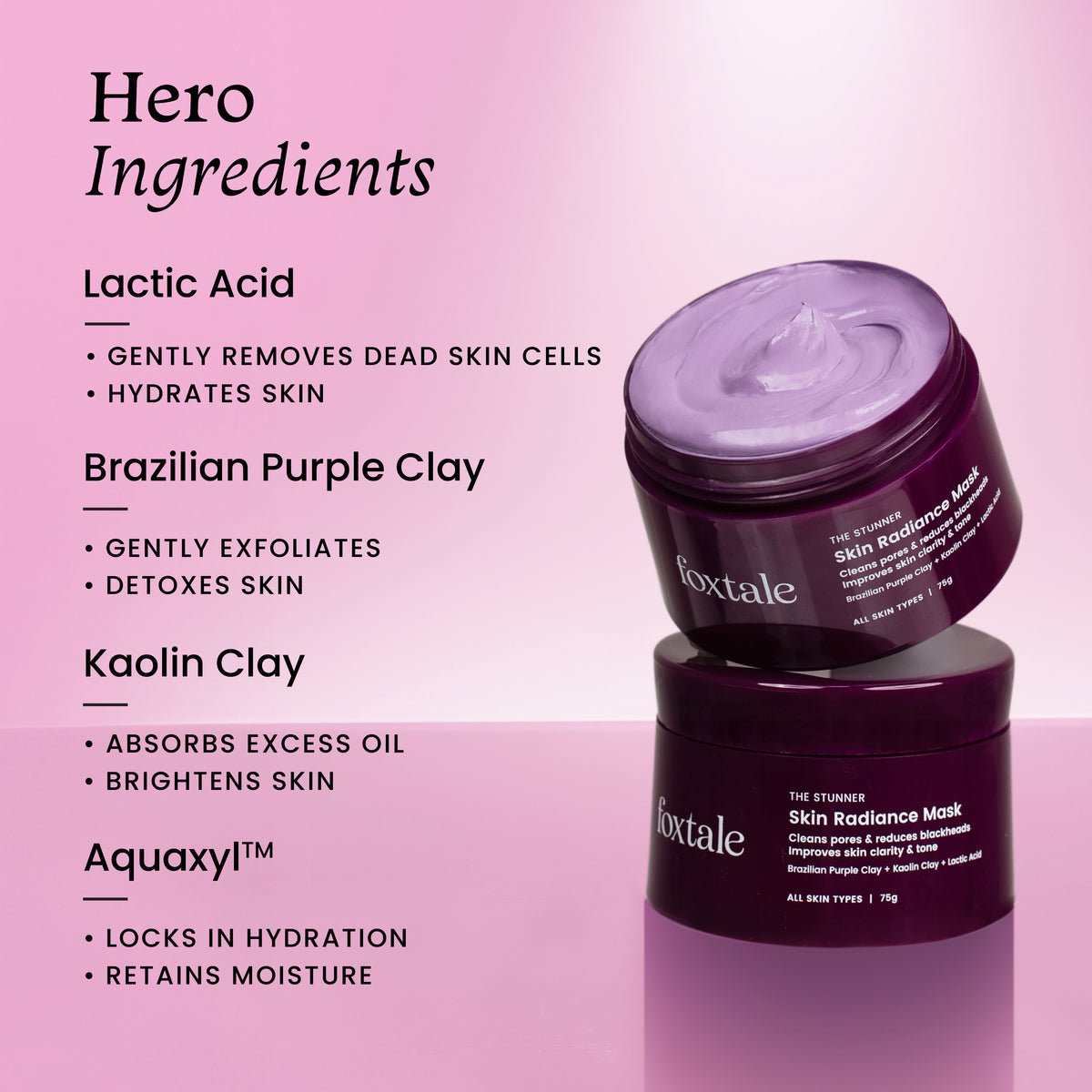 Foxtale Skin Radiance Mask Removes Tan + Removes Blackheads + Brightens Skin, 75ml3