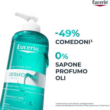 Eucerin DermoPure Clinical Purifying Facial Cleansing Gel, 400ml Daily Face Cleanser for Oily & Blemish-Prone Skin