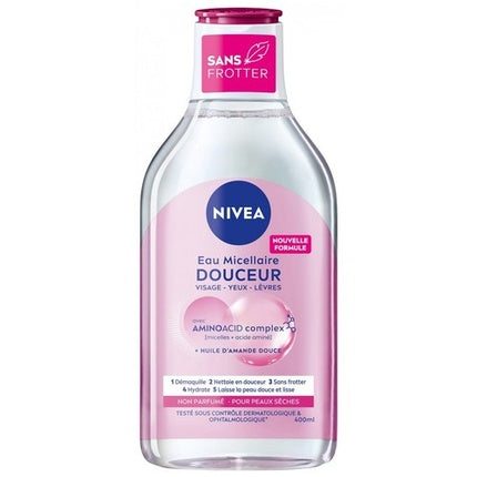 Nivea Micellar Water Gentle Care for Dry Skin, 400ml Hydrating Makeup Remover & Facial Cleanser