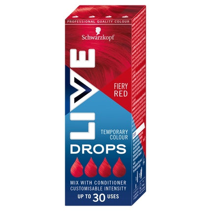 Schwarzkopf LIVE Drops Washable Hair Dye Fiery Red, 30ml Temporary Hair Color