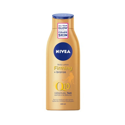 Nivea Q10 Firming + Bronze Body Lotion with Bronzing Effect, 400ml Gradual Self-Tanning Moisturizer