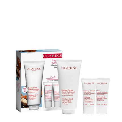 Clarins Moisture Rich Body Care Set | 200ml Moisture-Rich Body Lotion & Exfoliating Body Scrub Gift Set