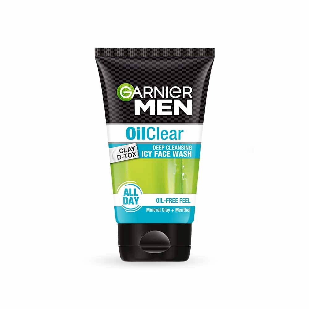 Garnier Men Oil Clear Clay D-Tox Facewash front view Buy at Indicrest