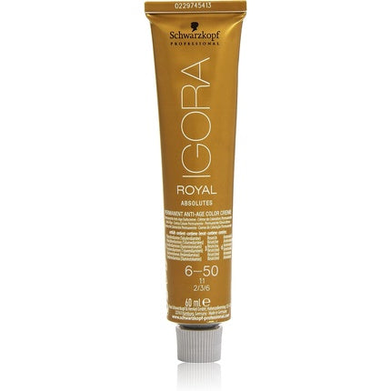 Schwarzkopf Professional Igora Royal Absolutes 6-50 Dark Blonde Gold Natural Permanent Anti-Age Hair Color Creme, 60ml