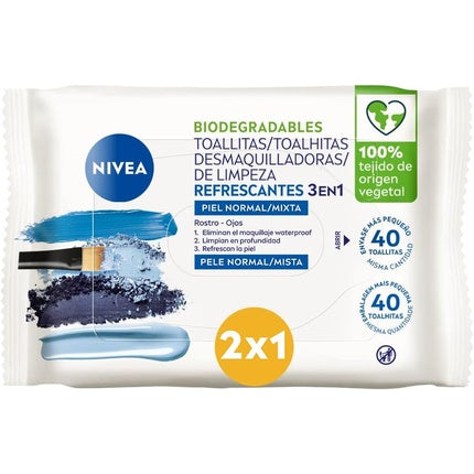Nivea 3-in-1 Refreshing Cleansing Wipes 40 Sheets | Makeup Remover & Facial Cleansing Wipes