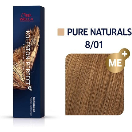 Wella Professionals Koleston Perfect Me+ Pure Naturals 8/01 Light Blonde Natural Ash Permanent Hair Color Cream, 60ml