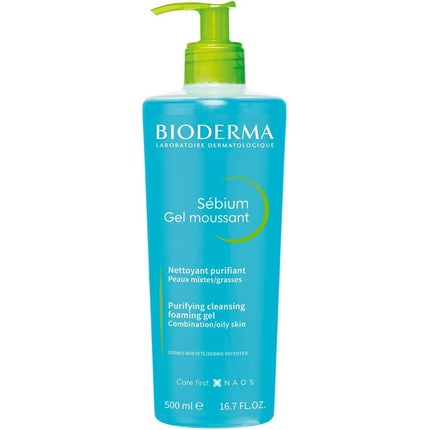 Bioderma Sébium Purifying Foaming Cleansing Gel, 500ml – Gentle Face & Body Cleanser for Oily and Combination Skin