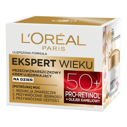 L'Oréal Paris Age Specialist Expert Age 50+ Anti-Wrinkle Firming Day Cream, 50ml – Daily Firming Moisturiser for Mature Skin
