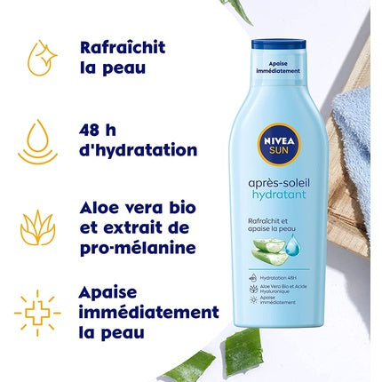 Nivea SUN Hydrating After Sun Lotion with Organic Aloe Vera, 200ml | Soothing & Moisturising After Sun Care
