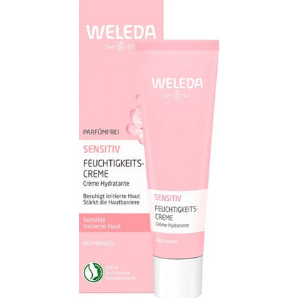 Weleda Sensitive Moisturizing Cream Almond, 30ml - Fragrance-Free Face Moisturiser for Sensitive Skin