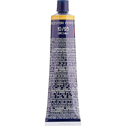 Wella Professionals Koleston Perfect Me+ Rich Naturals 10/95 Light Blonde Cendre Mahogany Permanent Hair Colour Cream, 60ml