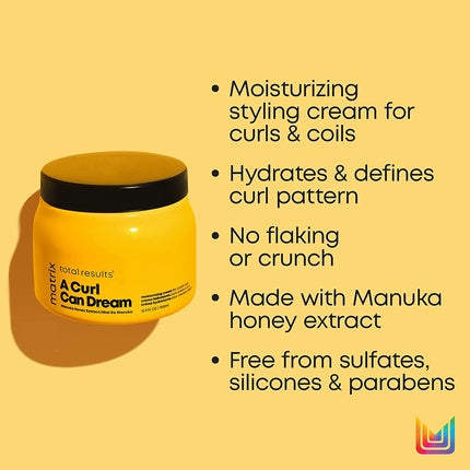 Matrix A Curl Can Dream Cream, 500ml Curl Defining Moisturizing Hair Cream for Curly & Wavy Hair