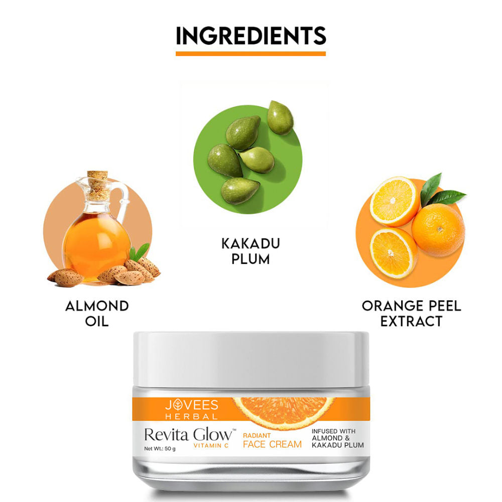 Jovees Herbal Vitamin C Face Cream Infused with Kakadu Plum and Almonds, 50g4