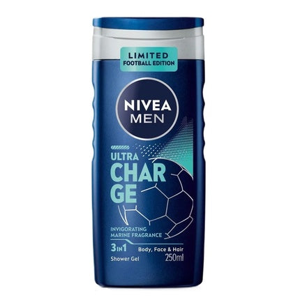 Nivea MEN Ultra Charge Shower Gel, 250ml for Body, Face & Hair