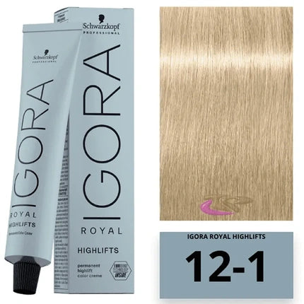 Schwarzkopf Professional Igora Royal Highlifts 12-1 Special Blonde Ash Permanent Hair Color Creme, 60ml