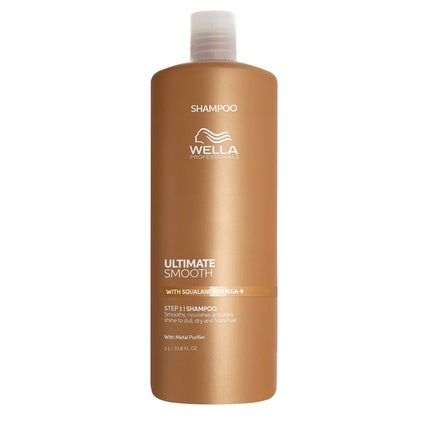 Wella Professionals Ultimate Smooth Shampoo, 1000ml for Dry, Dull & Frizzy Hair