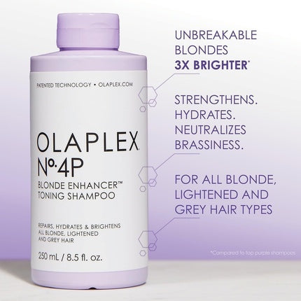 Olaplex No.4P Blonde Enhancer Toning Shampoo, 250ml - Purple Shampoo for Blonde, Grey & Lightened Hair