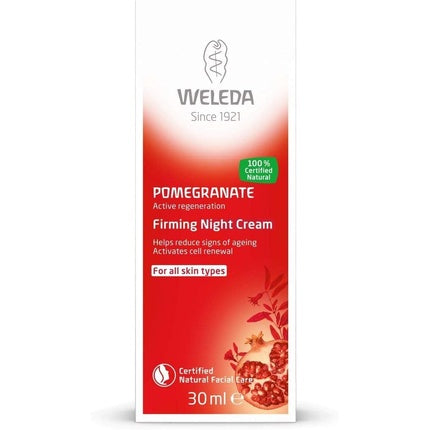 Weleda Organic Pomegranate Natural Firming Night Cream, 30ml Nourishing Overnight Face Moisturiser