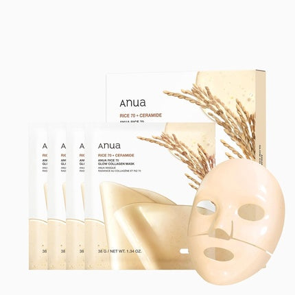 Anua Rice 70 Glow Collagen Overnight Face Mask with Ceramide for Glass Skin