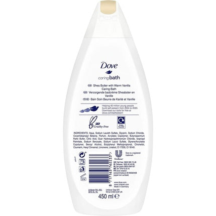 Dove Purely Pampering Shea Butter & Warm Vanilla Bath Soak with e Moisturising Cream, 450ml