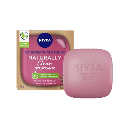Nivea Naturally Clean Solid Face Makeup Remover with Black Tea Extract Vegan Formula, 75g