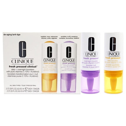 Clinique Fresh Pressed Clinical Daily & Overnight Boosters with Pure Vitamin C 10% + Vitamin A (Retinol) - Dual Boosting Serum Set