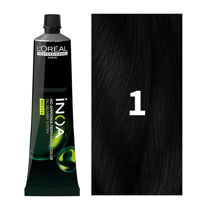 L'Oreal Professionnel Paris iNOA - 1 (Black) Ammonia-Free Hair Color, 60g Buy at Indicrest