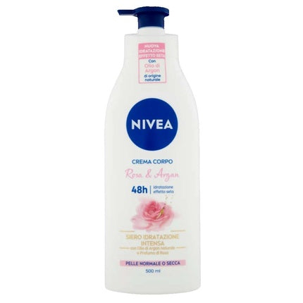 Nivea Body Cream Pump Rose & Argan Oil, 500ml Nourishing Body Moisturizer