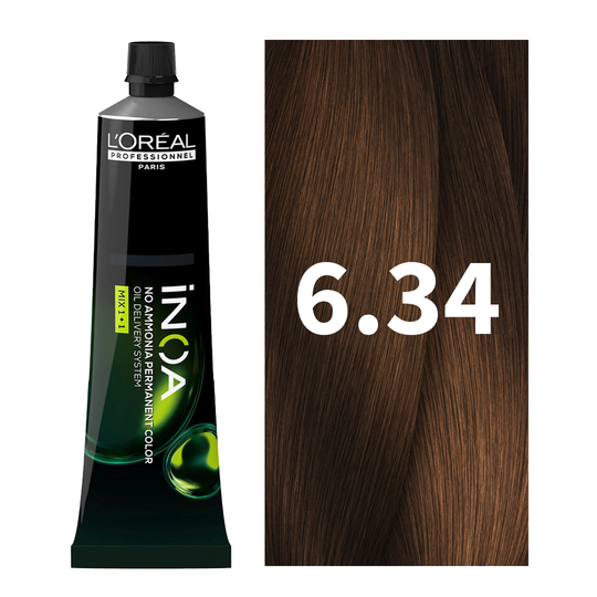 L'Oreal Professionnel Paris iNOA – 6.34 (Dark Golden Copper Blonde) Ammonia-Free Hair Color, 60g Buy at Indicrest