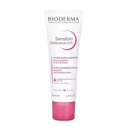 Bioderma Sensibio Defensive Rich Active Soothing Cream, 40ml | Nourishing Moisturiser for Sensitive & Dry Skin