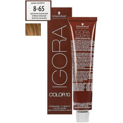 Schwarzkopf Professional IGORA Color10 8-65 Light Blonde Chocolate Gold Permanent Hair Colour, 60ml