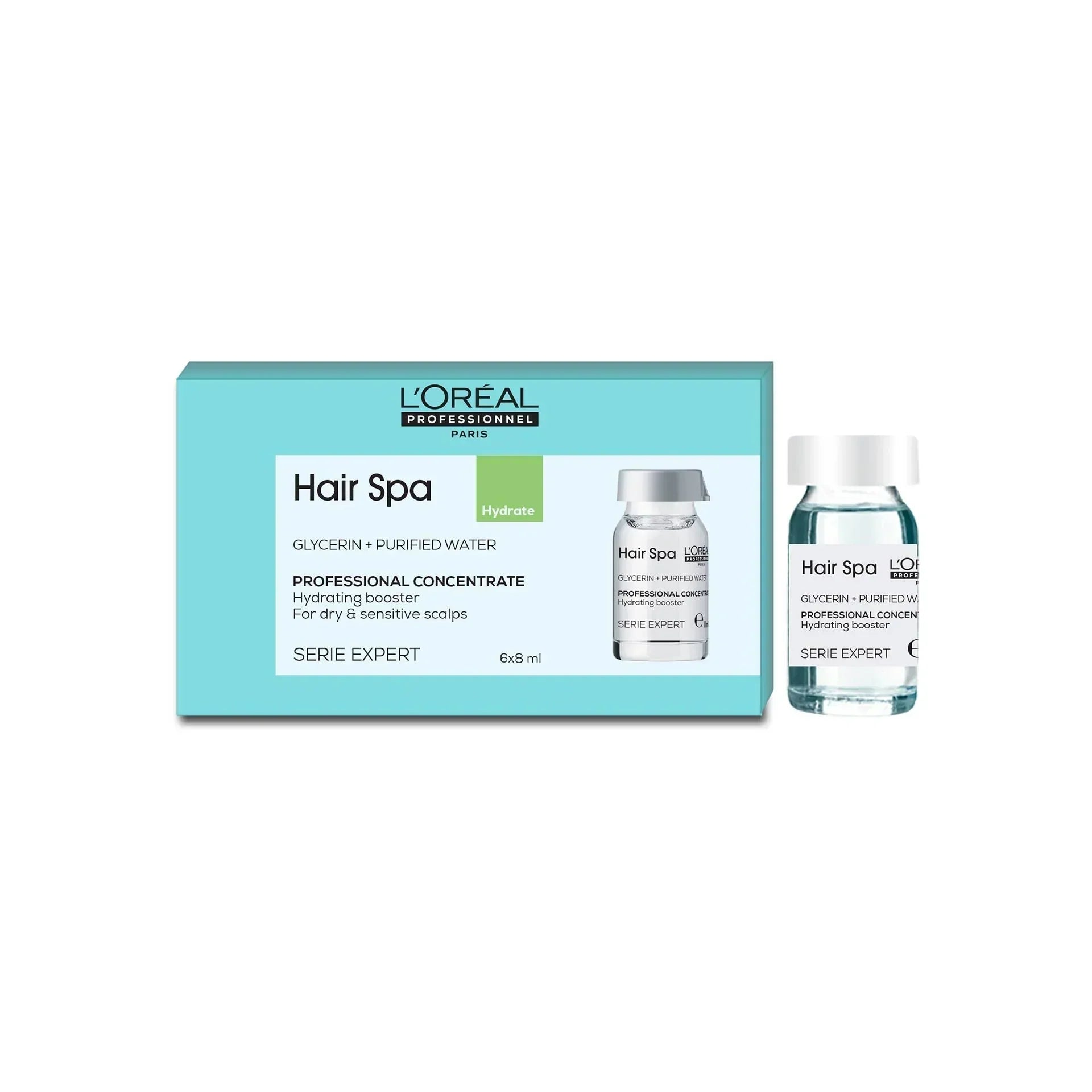 L'Oreal  Professionnel Paris - Hair Spa (Hydrating Concentrate - For Dry & Sensitive Scalp) - (6x8ml) - Indicrest