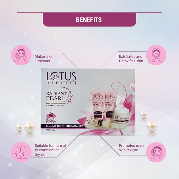 Lotus Herbals Radiant Pearl Cellular Lightening Facial Kit, (170gm) - Indicrest Buy at Indicrest Image 4