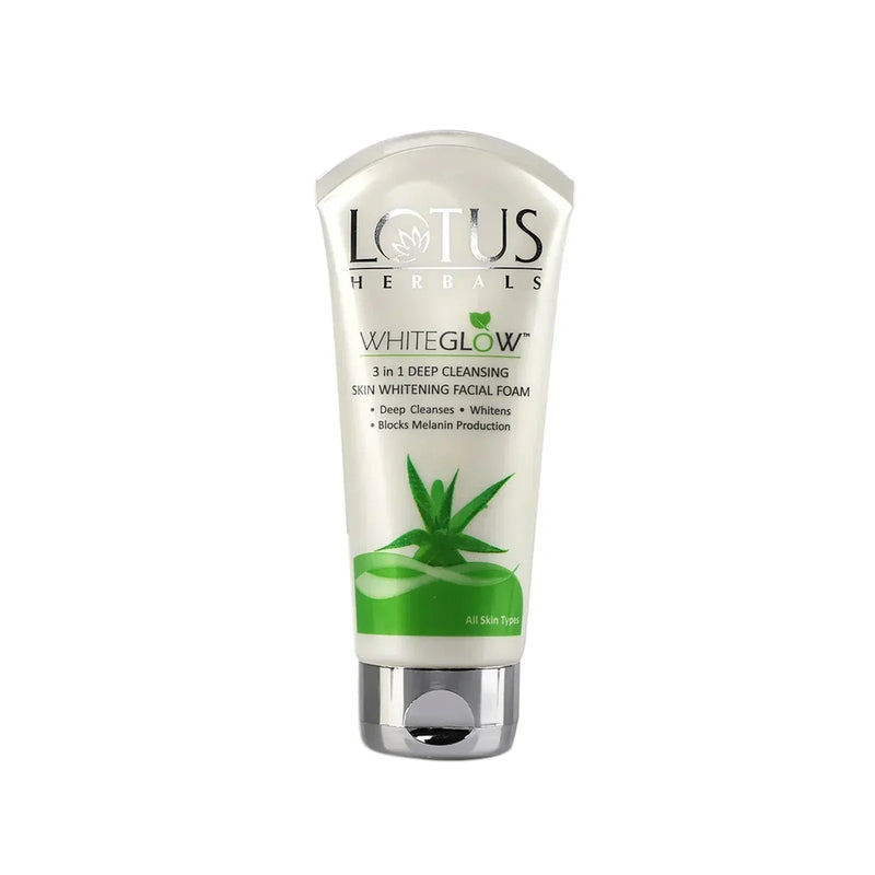 Lotus Herbals WhiteGlow 3-In-1 Deep Cleansing Skin Whitening Facial Foam (50g) - Indicrest Buy at Indicrest