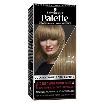 Palette Professional Performance Hair Color 7.6 Blonde Permanent Hair Dye, 115ml