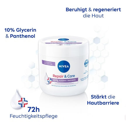 Nivea Repair & Care Fragrance-Free Body Cream with Panthenol & Glycerin, 400ml