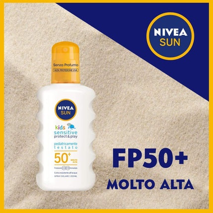 Nivea SUN Kids Sensitive Protect & Play Sunscreen Spray SPF 50+ (200ml) - Broad Spectrum Sunscreen for Children's Sensitive Skin